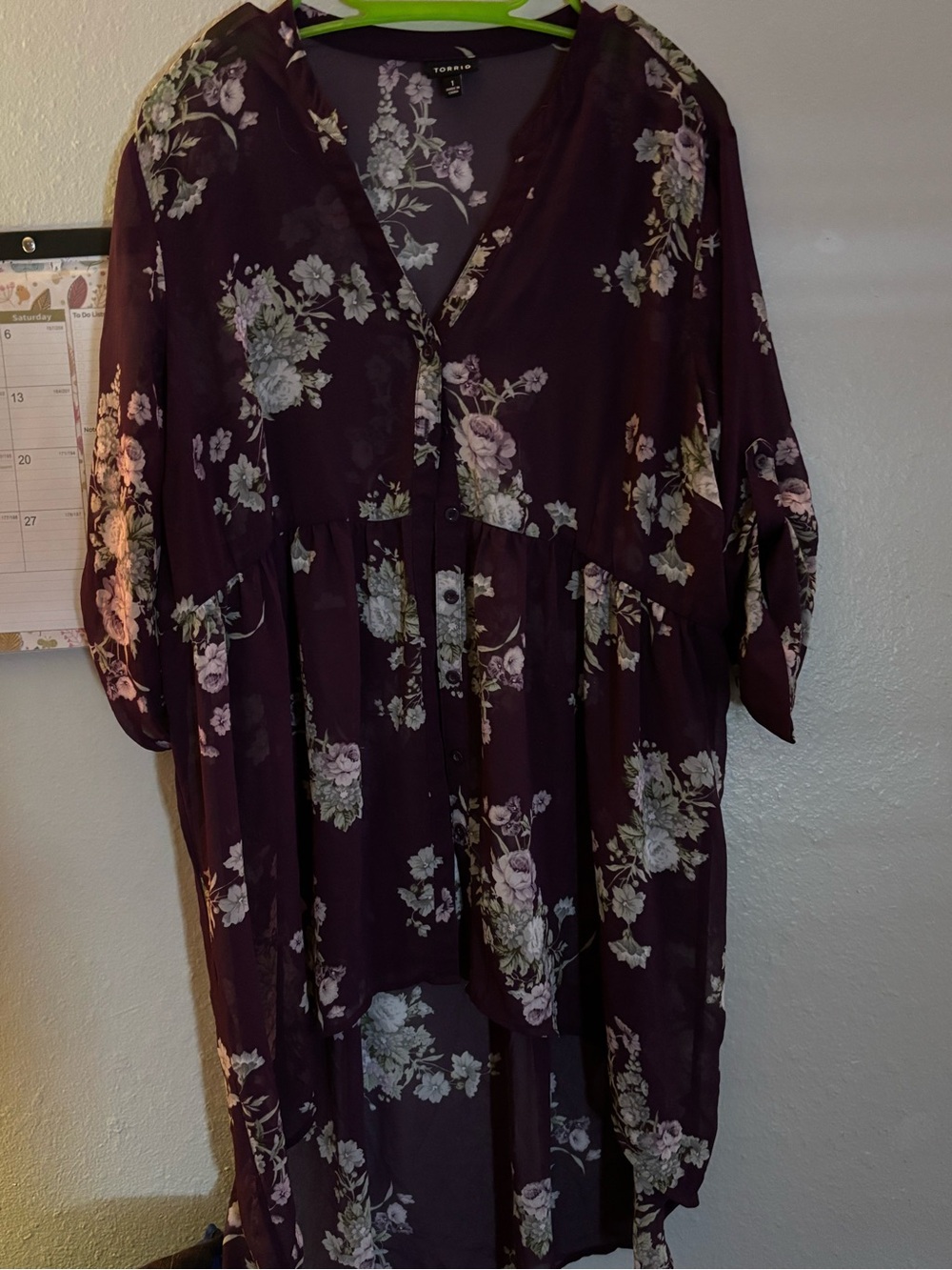 Purple Floral Button Front blouse